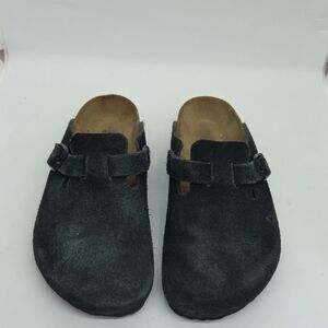 Birkenstock Boston Black Suede Clog with Buckle 36/5